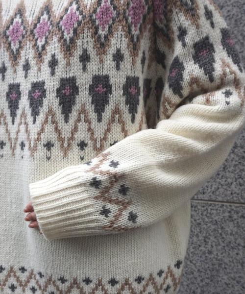 Another Edition（アナザーエディション）の「ノルディックJQ　PO（ニット/セーター・レディース・オフホワイト/ライトグレー・FREE）」の18枚目の写真