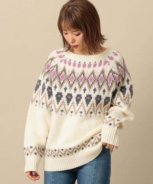 Another Edition（アナザーエディション）の「ノルディックJQ　PO（ニット/セーター・レディース・オフホワイト/ライトグレー・FREE）」の9枚目の写真