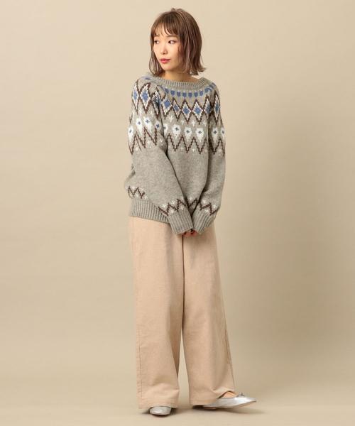 Another Edition（アナザーエディション）の「ノルディックJQ　PO（ニット/セーター・レディース・オフホワイト/ライトグレー・FREE）」の8枚目の写真