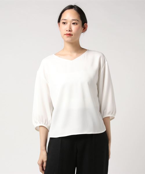 22 OCTOBRE(ヴァンドゥ-オクトーブル)の「シルク調ツイルブラウス(シャツ/ブラウス・レディース・ホワイト/ネイビー/ピンク・36/38)」の11枚目の写真