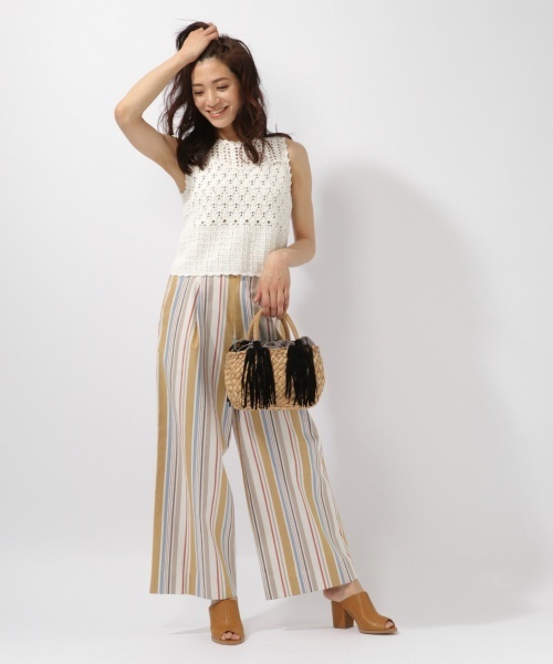 laboratory work(ラボラトリーワーク)の「カギ針ノースリプルオーバー(ニット/セーター・レディース・イエロー/オフホワイト/ブラウン・MEDIUM)」の16枚目の写真