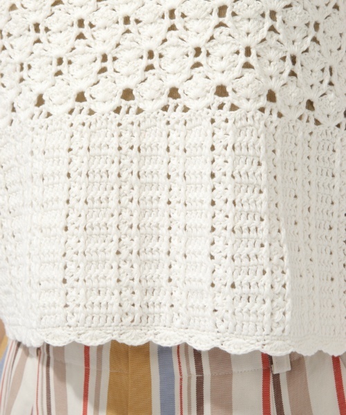 laboratory work(ラボラトリーワーク)の「カギ針ノースリプルオーバー(ニット/セーター・レディース・イエロー/オフホワイト/ブラウン・MEDIUM)」の9枚目の写真