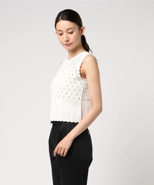 laboratory work(ラボラトリーワーク)の「カギ針ノースリプルオーバー(ニット/セーター・レディース・イエロー/オフホワイト/ブラウン・MEDIUM)」の5枚目の写真