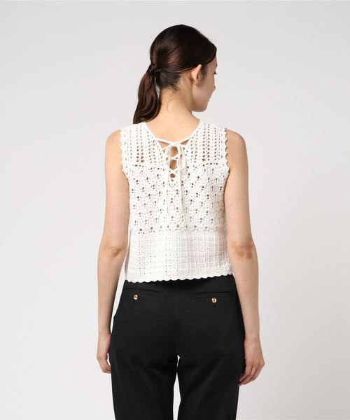 laboratory work(ラボラトリーワーク)の「カギ針ノースリプルオーバー(ニット/セーター・レディース・イエロー/オフホワイト/ブラウン・MEDIUM)」の4枚目の写真