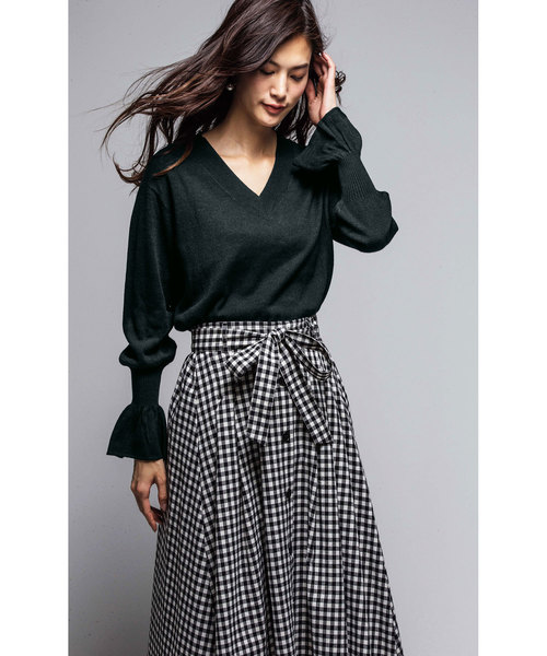 GeeRA(ジーラ)の「カシミヤタッチキャンディスリーブニット(ニット/セーター・レディース・ブラック/パープル/ピンク/イエロー/グリーン/杢グレー・SMALL/LARGE/X-LARGE/XX-LARGE/MEDIUM)」の12枚目の写真
