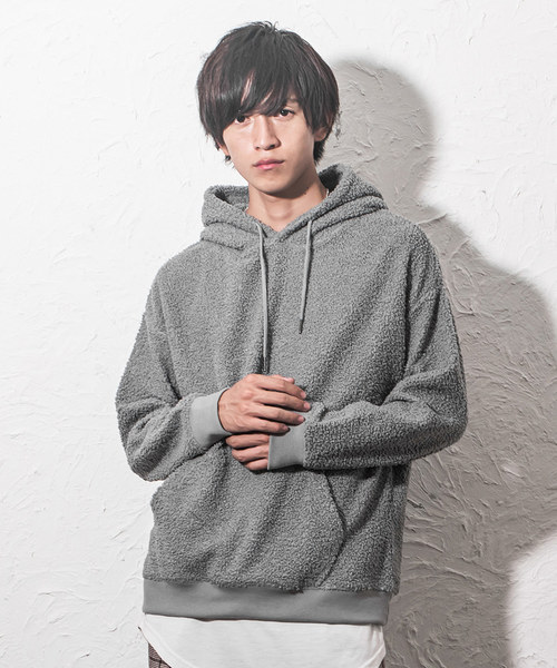 MinoriTY（マイノリティ）の「プードルボアビッグプルパーカー（パーカー・メンズ・ブラック/モカ/グレー/ネイビー・M/L/XL）」の3枚目の写真