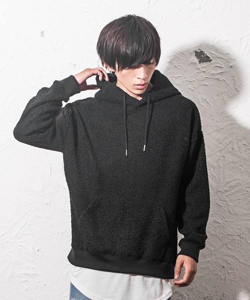 MinoriTY（マイノリティ）の「プードルボアビッグプルパーカー（パーカー・メンズ・ブラック/モカ/グレー/ネイビー・M/L/XL）」の2枚目の写真