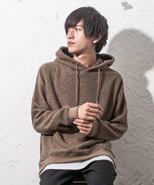 MinoriTY（マイノリティ）の「プードルボアビッグプルパーカー（パーカー・メンズ・ブラック/モカ/グレー/ネイビー・M/L/XL）」の4枚目の写真