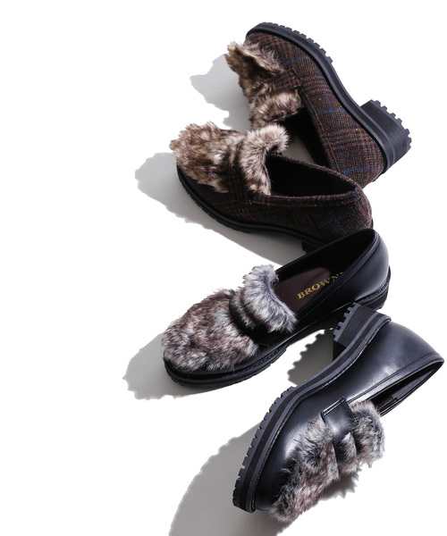 WEGO(ウィゴー)の「WEGO/ファー切替ローファー(ローファー・レディース・ブラック/その他1・MEDIUM/LARGE)」の9枚目の写真