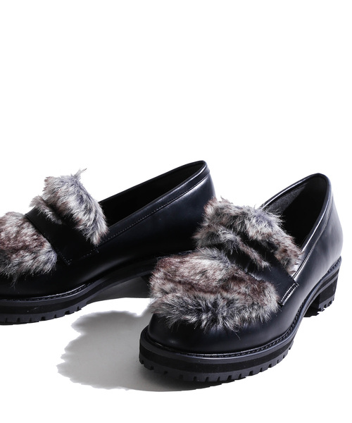 WEGO(ウィゴー)の「WEGO/ファー切替ローファー(ローファー・レディース・ブラック/その他1・MEDIUM/LARGE)」の7枚目の写真