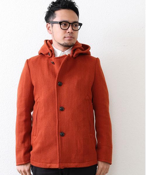coen（コーエン）の「カットパイルメルトンショールカラーコート