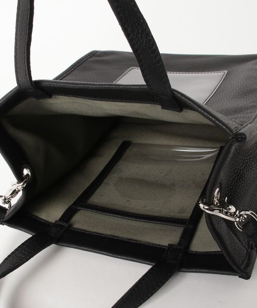 Beau're(ヴュレ)の「BEAURE ヴュレ カウレザー × クリアポケット 2WAY ミニ トートバッグ(トートバッグ・レディース・ブラック/グレー/イエロー/キャメル・FREE)」の6枚目の写真