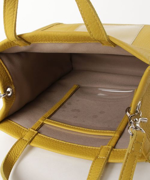 Beau're(ヴュレ)の「BEAURE ヴュレ カウレザー × クリアポケット 2WAY ミニ トートバッグ(トートバッグ・レディース・ブラック/グレー/イエロー/キャメル・FREE)」の7枚目の写真