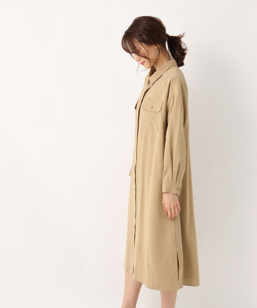 GLOBAL WORK（グローバルワーク）の「ミリタリーシャツワンピ/821966（ワンピース・レディース・ベージュ/カーキ・MEDIUM/LARGE）」の7枚目の写真