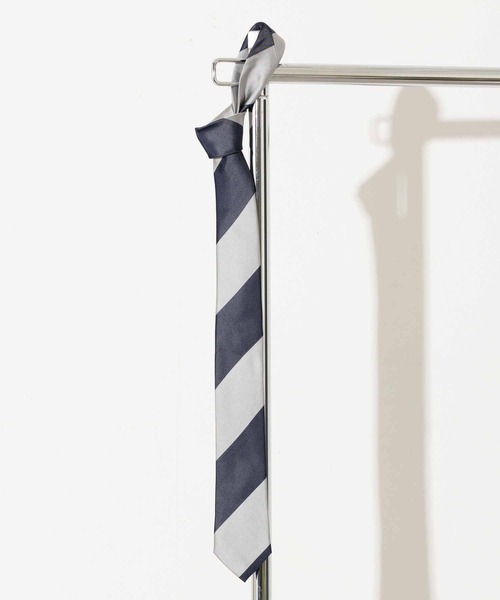 Quit Running(クイトランニング)の「ピュアシルク100% レジメンタルストライプ シルクネクタイ ナロータイ(ネクタイ・メンズ・ネイビー/ブラウン/シルバー/ブラウン系その他/シルバー系その他/ライトブルー/ブルー系その他/ライトブラウン/ブルー系その他2・FREE)」の6枚目の写真