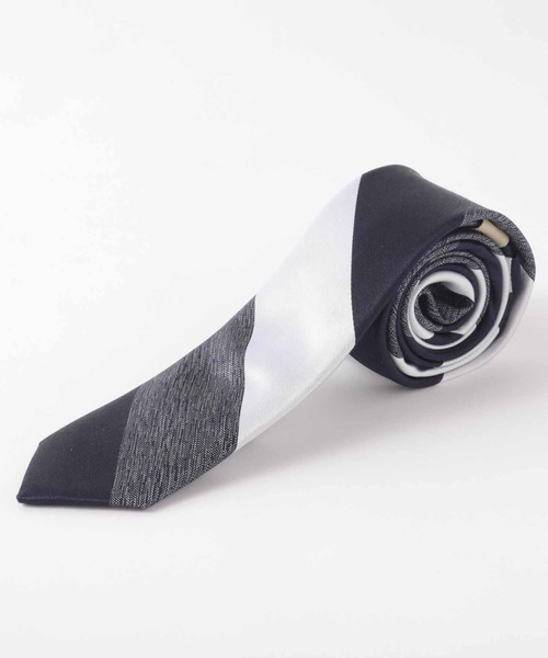 Quit Running(クイトランニング)の「ピュアシルク100% レジメンタルストライプ シルクネクタイ ナロータイ(ネクタイ・メンズ・ネイビー/ブラウン/シルバー/ブラウン系その他/シルバー系その他/ライトブルー/ブルー系その他/ライトブラウン/ブルー系その他2・FREE)」の7枚目の写真