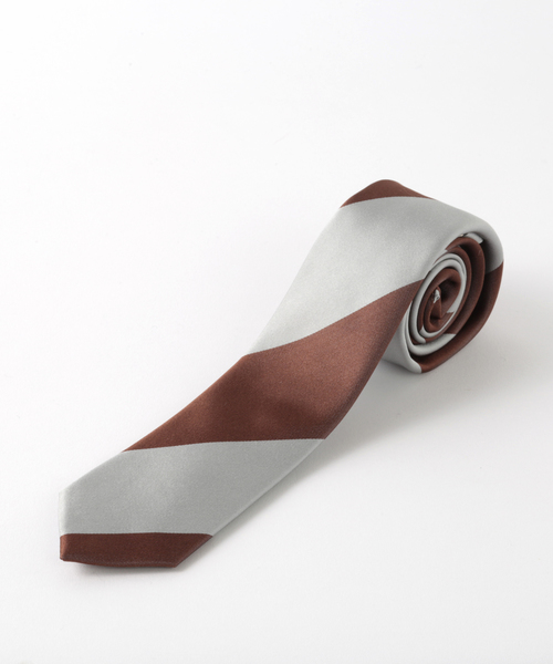 Quit Running(クイトランニング)の「ピュアシルク100% レジメンタルストライプ シルクネクタイ ナロータイ(ネクタイ・メンズ・ネイビー/ブラウン/シルバー/ブラウン系その他/シルバー系その他/ライトブルー/ブルー系その他/ライトブラウン/ブルー系その他2・FREE)」の3枚目の写真