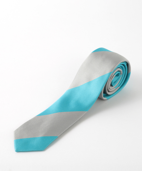 Quit Running(クイトランニング)の「ピュアシルク100% レジメンタルストライプ シルクネクタイ ナロータイ(ネクタイ・メンズ・ネイビー/ブラウン/シルバー/ブラウン系その他/シルバー系その他/ライトブルー/ブルー系その他/ライトブラウン/ブルー系その他2・FREE)」の1枚目の写真