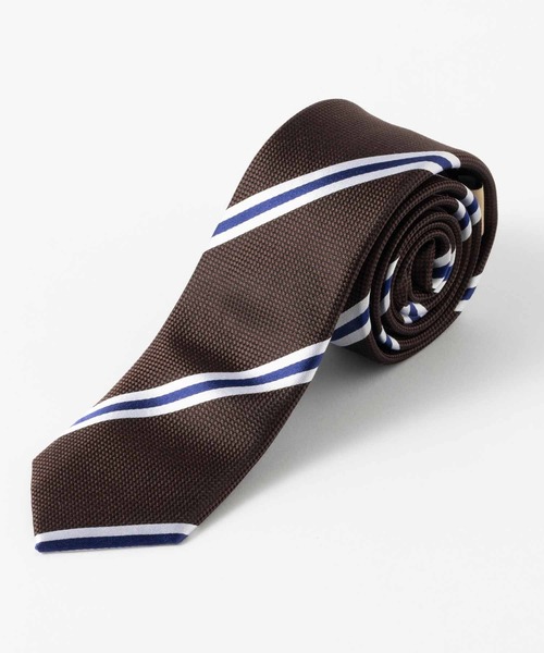 Quit Running(クイトランニング)の「ピュアシルク100% レジメンタルストライプ シルクネクタイ ナロータイ(ネクタイ・メンズ・ネイビー/ブラウン/シルバー/ブラウン系その他/シルバー系その他/ライトブルー/ブルー系その他/ライトブラウン/ブルー系その他2・FREE)」の11枚目の写真