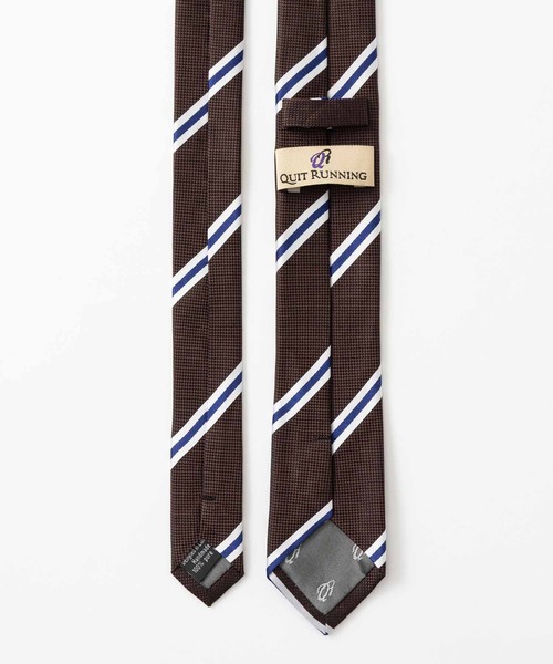 Quit Running(クイトランニング)の「ピュアシルク100% レジメンタルストライプ シルクネクタイ ナロータイ(ネクタイ・メンズ・ネイビー/ブラウン/シルバー/ブラウン系その他/シルバー系その他/ライトブルー/ブルー系その他/ライトブラウン/ブルー系その他2・FREE)」の13枚目の写真
