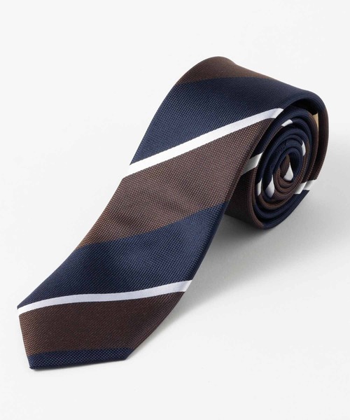 Quit Running(クイトランニング)の「ピュアシルク100% レジメンタルストライプ シルクネクタイ ナロータイ(ネクタイ・メンズ・ネイビー/ブラウン/シルバー/ブラウン系その他/シルバー系その他/ライトブルー/ブルー系その他/ライトブラウン/ブルー系その他2・FREE)」の17枚目の写真