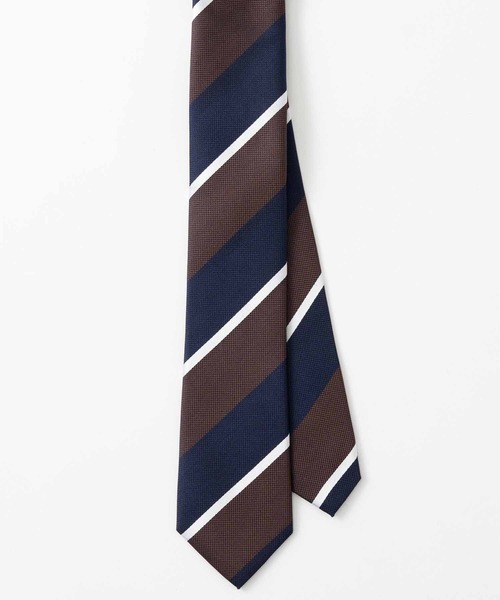 Quit Running(クイトランニング)の「ピュアシルク100% レジメンタルストライプ シルクネクタイ ナロータイ(ネクタイ・メンズ・ネイビー/ブラウン/シルバー/ブラウン系その他/シルバー系その他/ライトブルー/ブルー系その他/ライトブラウン/ブルー系その他2・FREE)」の10枚目の写真