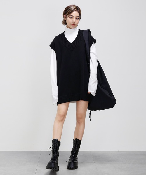 minsobi（ミンソビ）の「ハイネックカットソー（Tシャツ/カットソー・メンズ・ホワイト/チャコールグレー/ブラック/ベージュ/ネイビー/ブルー/ワインレッド/クリーム・ONE SIZE）」の18枚目の写真