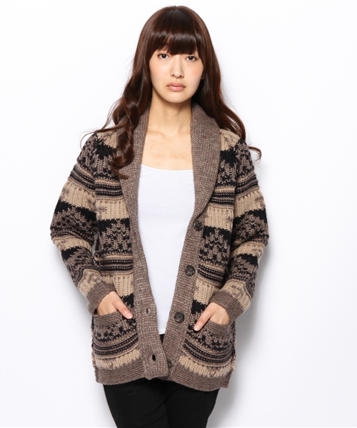 JOURNAL STANDARD カウチンニットブルゾン グレー