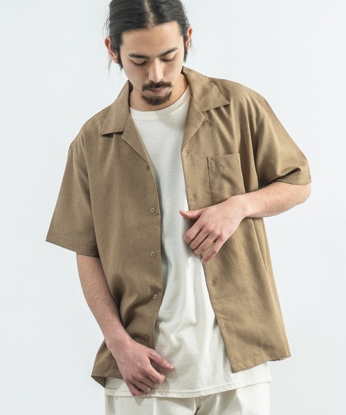 Rocky Monroe(ロッキーモンロー)の「ポリトロオープンカラーシャツ 開襟シャツ(シャツ/ブラウス・メンズ・ブラック/ベージュ/オリーブ/オレンジ・M/L/XL)」の3枚目の写真