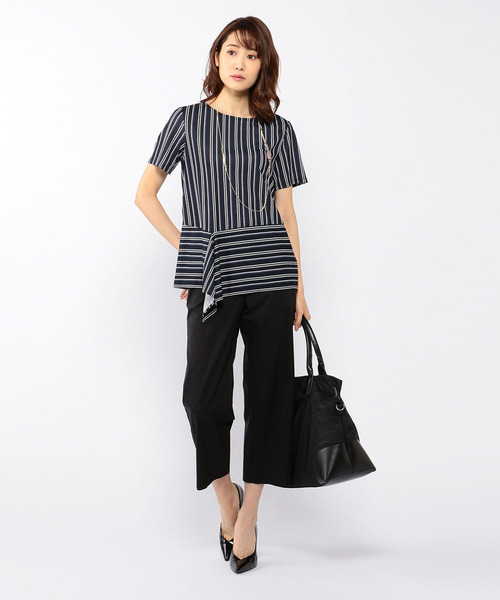 A/C DESIGN BY ALPHA CUBIC(エーシーデザインバイアルファキュービック)の「ストライプチュニック(Tシャツ/カットソー・レディース・ブラック/ネイビー/オフホワイト・M size/L size)」の10枚目の写真
