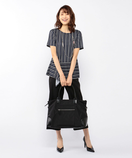 A/C DESIGN BY ALPHA CUBIC(エーシーデザインバイアルファキュービック)の「ストライプチュニック(Tシャツ/カットソー・レディース・ブラック/ネイビー/オフホワイト・M size/L size)」の11枚目の写真