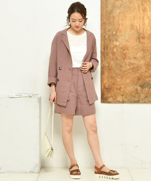 DouDou（ドゥドゥ）の「リネンショートパンツ（その他パンツ・レディース・ベージュ/ブラウン/ピンク・38/36）」の19枚目の写真