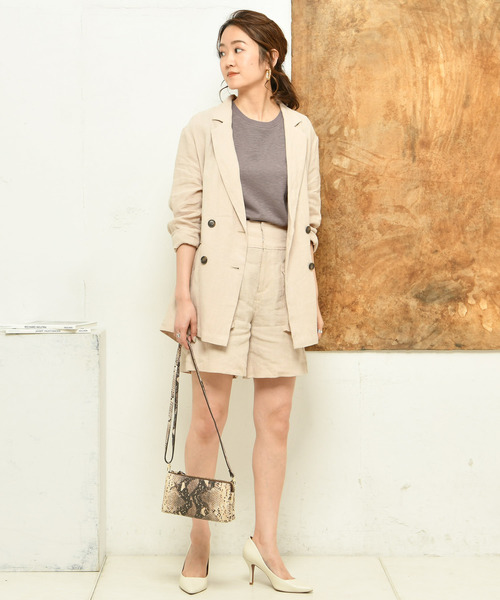 DouDou（ドゥドゥ）の「リネンショートパンツ（その他パンツ・レディース・ベージュ/ブラウン/ピンク・38/36）」の9枚目の写真