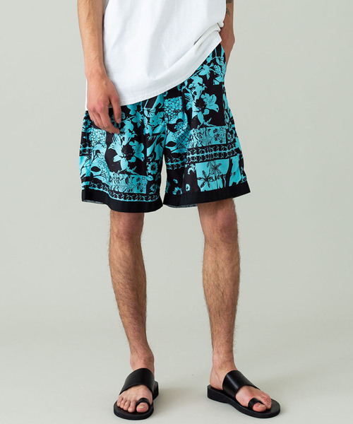 F-LAGSTUF-F（フラグスタフ）の「【F-LAGSTUF-F】別注フラワースイムショーツ（その他パンツ・メンズ・ブラック/サックスブルー・M/L/XL）」の2枚目の写真