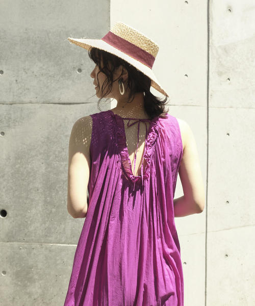 NE QUITTEZ PAS!（ヌキテパ）の「【カラー別注】ne quittez pas × EMMEL REFINES バックフリル マキシワンピース / ヌキテパ　（ワンピース・レディース・ネイビー/パープル・FREE）」の16枚目の写真