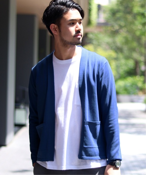 EDIFICE（エディフィス）の「ワシ×ポリ ラップカーディガン（カーディガン/ボレロ・メンズ・ブラック系その他/ネイビー/ベージュ/オレンジ/カーキ/ブルー・LARGE/SMALL/MEDIUM）」の4枚目の写真