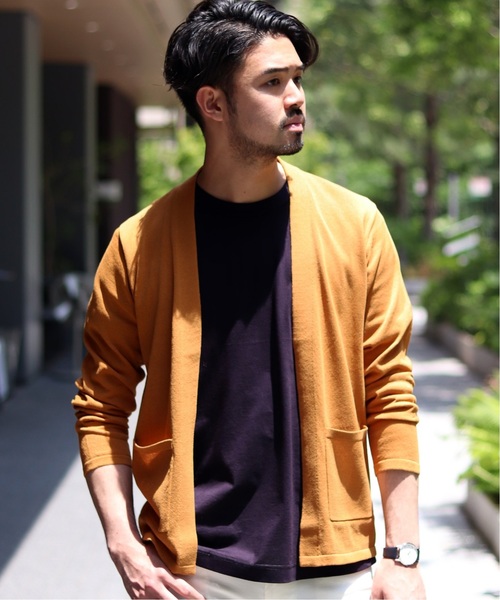 EDIFICE（エディフィス）の「ワシ×ポリ ラップカーディガン（カーディガン/ボレロ・メンズ・ブラック系その他/ネイビー/ベージュ/オレンジ/カーキ/ブルー・LARGE/SMALL/MEDIUM）」の6枚目の写真