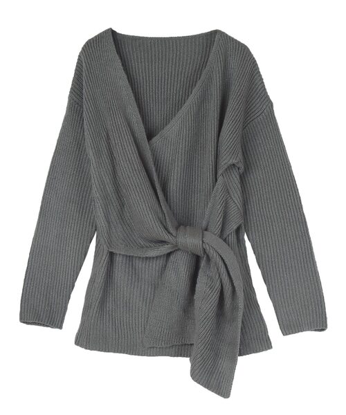 UR'S(ユアーズ)の「フロントリボンニットトップス(ニット/セーター・レディース・ブラウン系その他/ベージュ/アイボリー/チャコール/ブラック・M/S/L)」の3枚目の写真