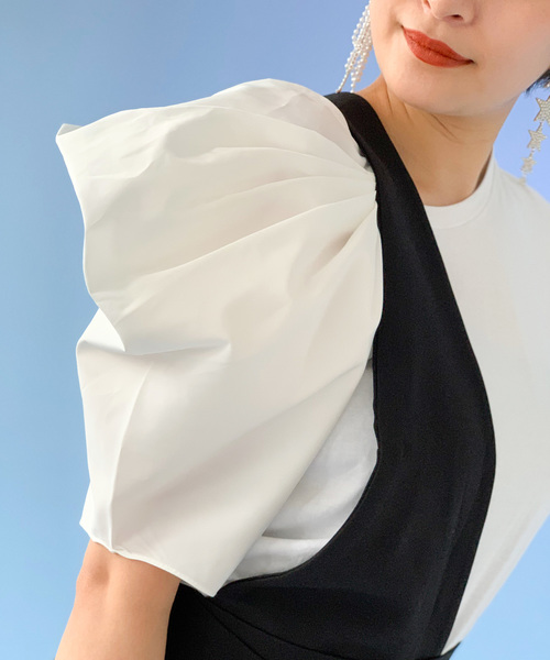 Narcissus（ナルシス）の「【cheap!!by vaNite】アシンメトリパフＴシャツ（Tシャツ/カットソー・レディース・ホワイト/ブラック・FREE）」の8枚目の写真