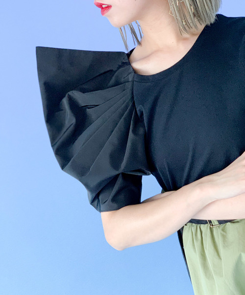 Narcissus（ナルシス）の「【cheap!!by vaNite】アシンメトリパフＴシャツ（Tシャツ/カットソー・レディース・ホワイト/ブラック・FREE）」の15枚目の写真