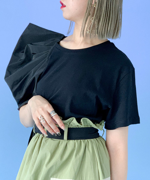 Narcissus（ナルシス）の「【cheap!!by vaNite】アシンメトリパフＴシャツ（Tシャツ/カットソー・レディース・ホワイト/ブラック・FREE）」の14枚目の写真