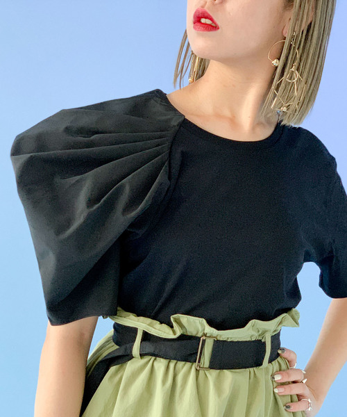 Narcissus（ナルシス）の「【cheap!!by vaNite】アシンメトリパフＴシャツ（Tシャツ/カットソー・レディース・ホワイト/ブラック・FREE）」の13枚目の写真