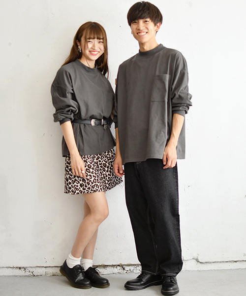 PairPair（ペアペア）の「ヘビーウェイトポケット付きロングＴシャツ（Tシャツ/カットソー・レディース・ベージュ/オフホワイト/モカ/スミクロ・FREE）」の9枚目の写真