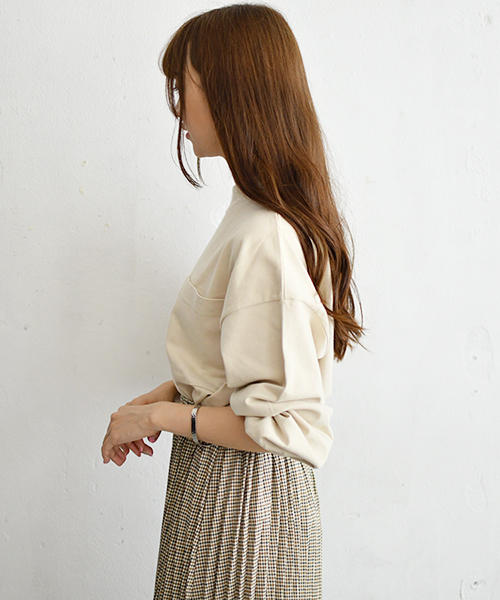 PairPair（ペアペア）の「ヘビーウェイトポケット付きロングＴシャツ（Tシャツ/カットソー・レディース・ベージュ/オフホワイト/モカ/スミクロ・FREE）」の6枚目の写真