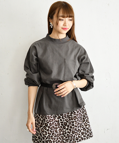 PairPair（ペアペア）の「ヘビーウェイトポケット付きロングＴシャツ（Tシャツ/カットソー・レディース・ベージュ/オフホワイト/モカ/スミクロ・FREE）」の12枚目の写真