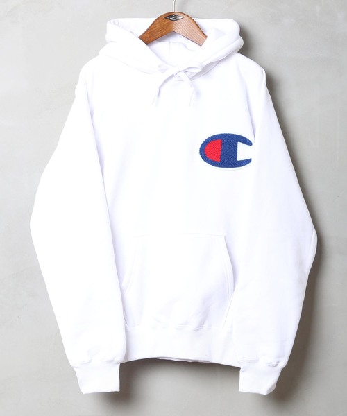 Champion(チャンピオン)の「【CHAMPION/チャンピオン】サガラワッペン付き ビッグシルエット ロゴプルオーバーパーカー ユニセックスサイジング C3-E127(パーカー・メンズ・ネイビー/ブラック/ホワイト・X-LARGE/MEDIUM/LARGE)」の8枚目の写真