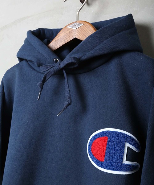 Champion(チャンピオン)の「【CHAMPION/チャンピオン】サガラワッペン付き ビッグシルエット ロゴプルオーバーパーカー ユニセックスサイジング C3-E127(パーカー・メンズ・ネイビー/ブラック/ホワイト・X-LARGE/MEDIUM/LARGE)」の12枚目の写真