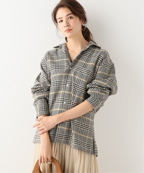 GITMAN BROS.(ギットマンブラザーズ)の「【Gitman Brothers/ギットマンブラザーズ】OPEN COLLAR SHIRTS CHECK:シャツ(シャツ/ブラウス・レディース・ブラック/ブラウン・MEDIUM)」の2枚目の写真