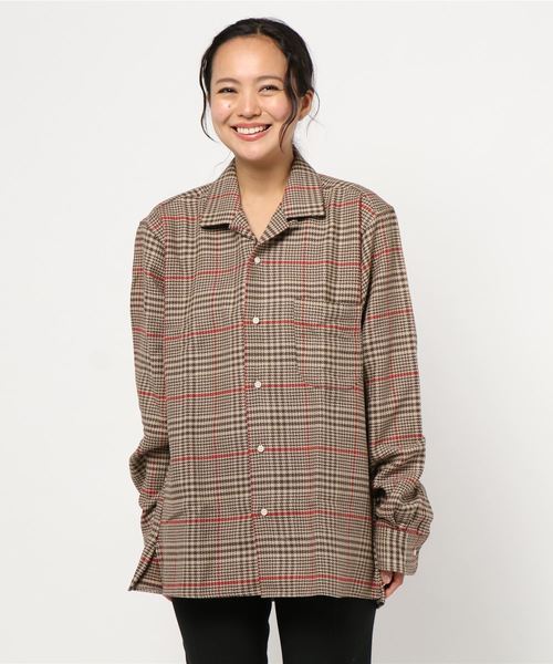 GITMAN BROS.(ギットマンブラザーズ)の「【Gitman Brothers/ギットマンブラザーズ】OPEN COLLAR SHIRTS CHECK:シャツ(シャツ/ブラウス・レディース・ブラック/ブラウン・MEDIUM)」の20枚目の写真