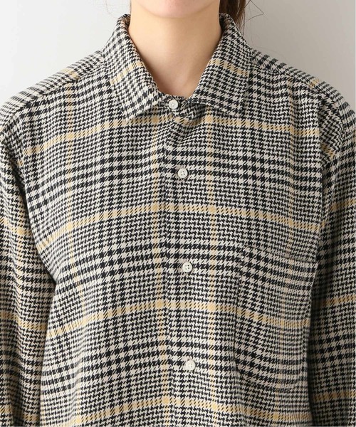 GITMAN BROS.(ギットマンブラザーズ)の「【Gitman Brothers/ギットマンブラザーズ】OPEN COLLAR SHIRTS CHECK:シャツ(シャツ/ブラウス・レディース・ブラック/ブラウン・MEDIUM)」の4枚目の写真